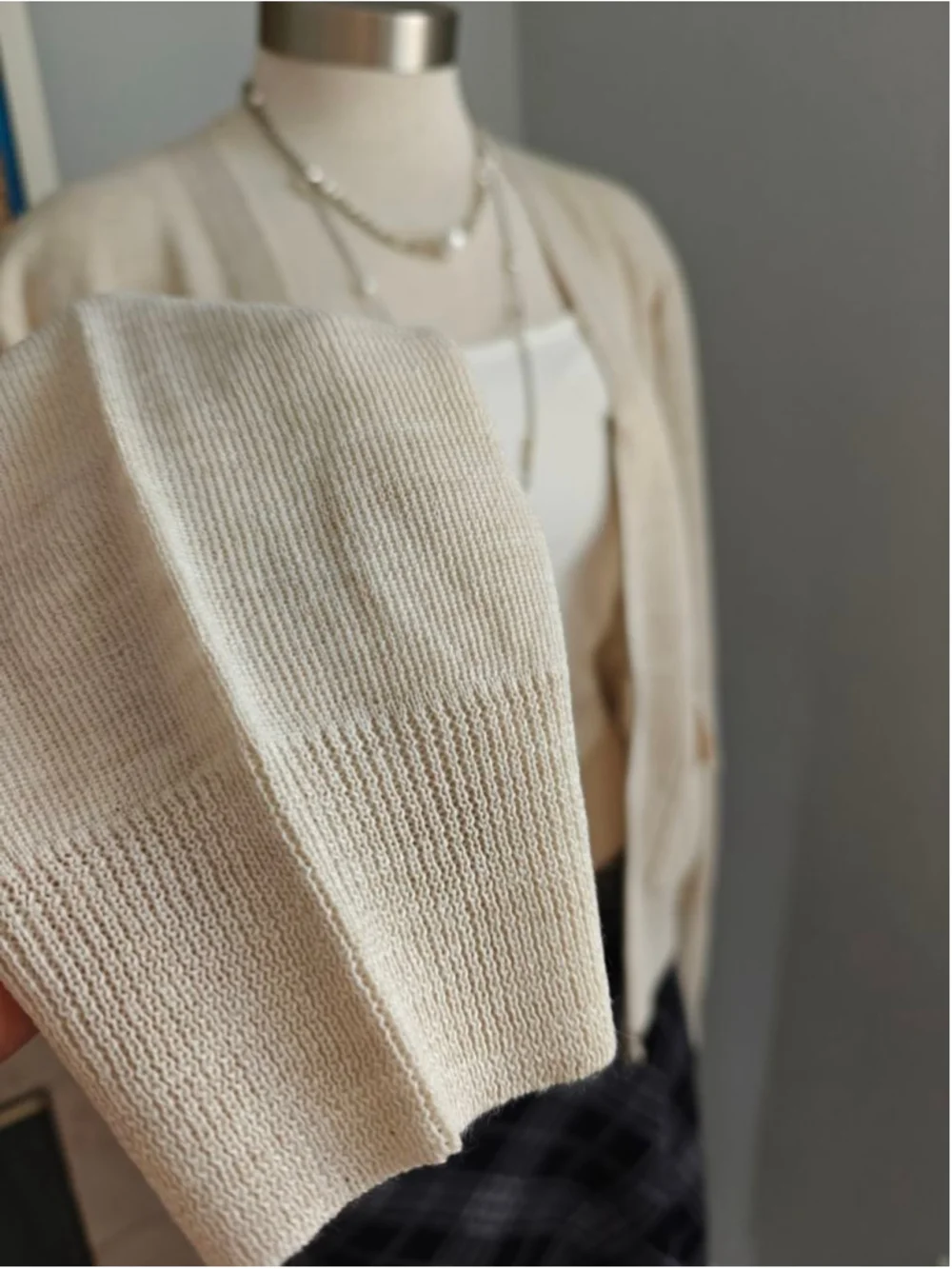 Cream Wool Blend Zip-Up Knit Cardigan | Minimalist Korean Style